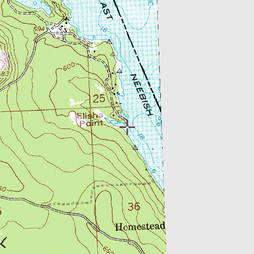 Topographic Map of Elisha Point, MI