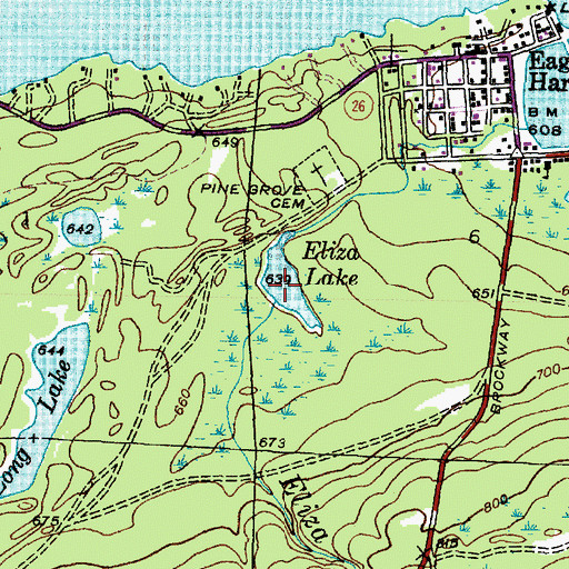 Topographic Map of Eliza Lake, MI