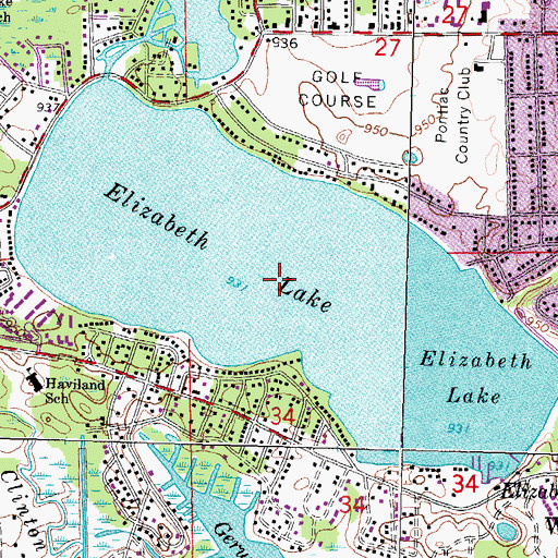Topographic Map of Elizabeth Lake, MI