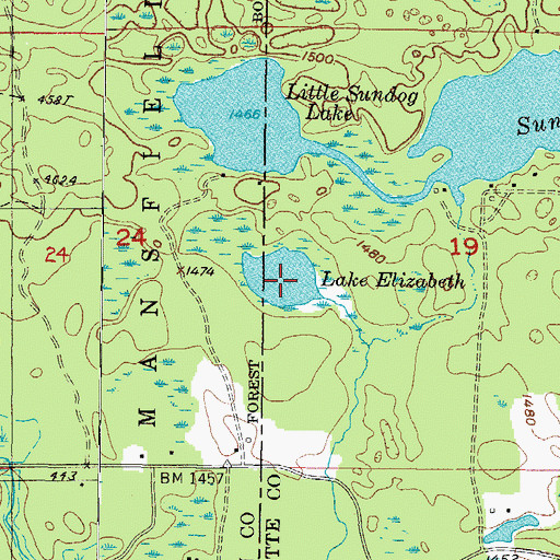 Topographic Map of Lake Elizabeth, MI