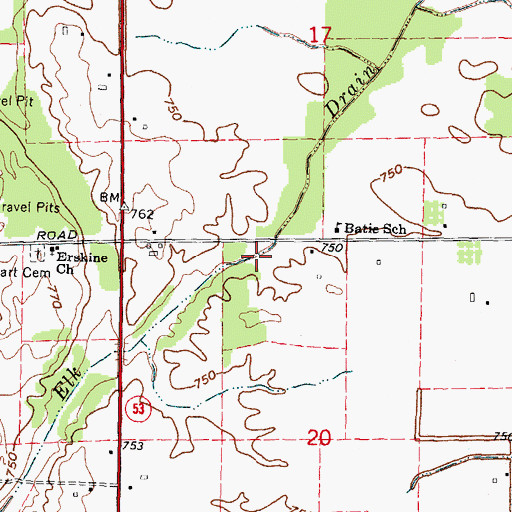 Topographic Map of Elk Drain, MI