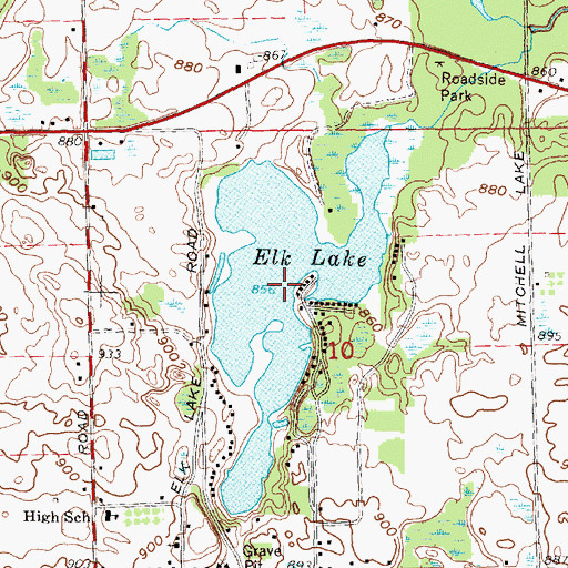 Topographic Map of Elk Lake, MI