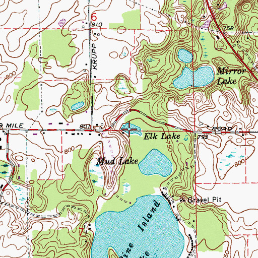 Topographic Map of Elk Lake, MI