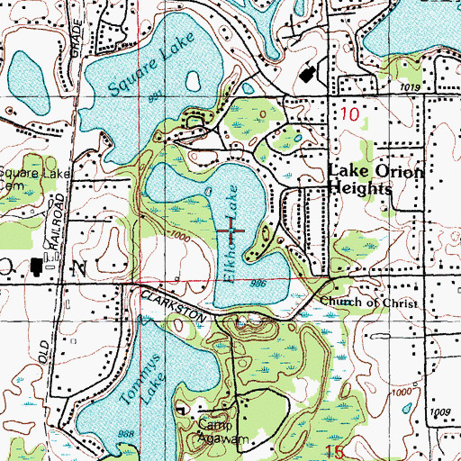Topographic Map of Elkhorn Lake, MI