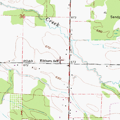 Topographic Map of Elkhorn School, MI