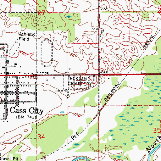 Topographic Map of Elkland Cemetery, MI
