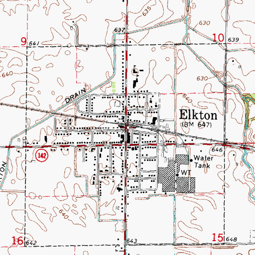 Topographic Map of Elkton, MI