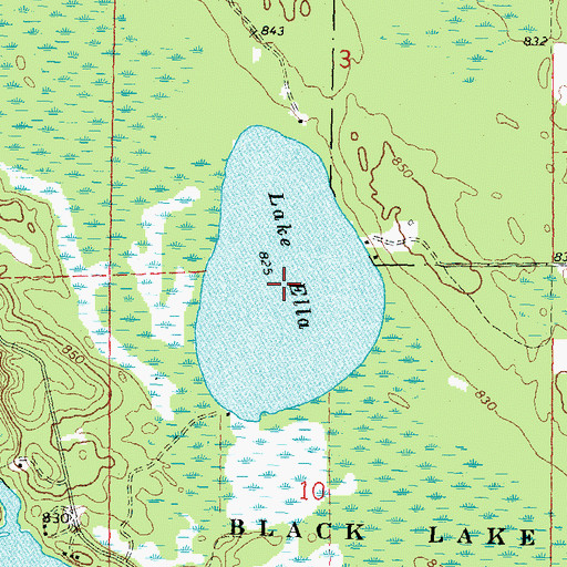 Topographic Map of Lake Ella, MI