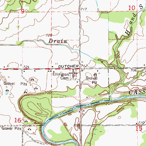 Topographic Map of Ellington Cemetery, MI