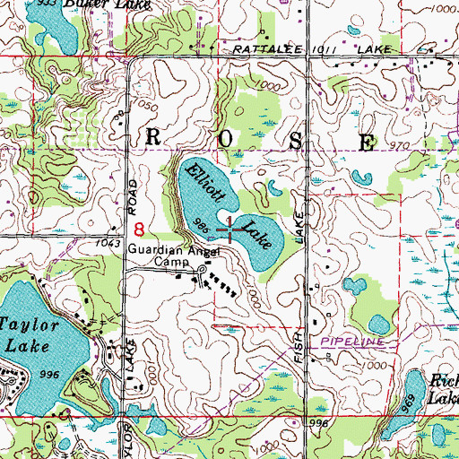 Topographic Map of Elliott Lake, MI