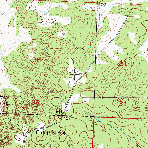Topographic Map of Camp Spring Church (historical), AR