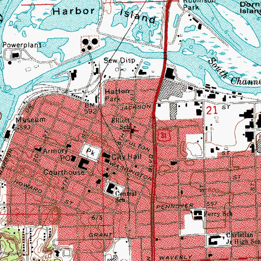 Topographic Map of Elliott School, MI