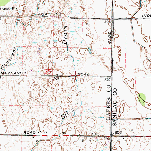 Topographic Map of Ellis Drain, MI