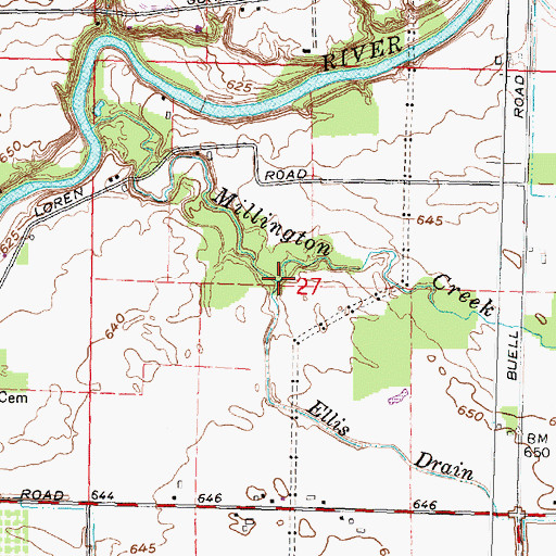 Topographic Map of Ellis Drain, MI