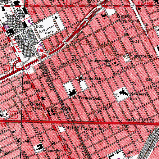 Topographic Map of Ellis School, MI