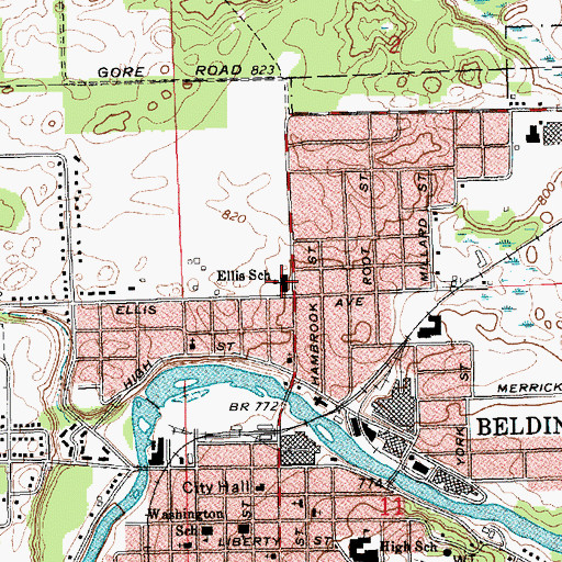 Topographic Map of Ellis School, MI