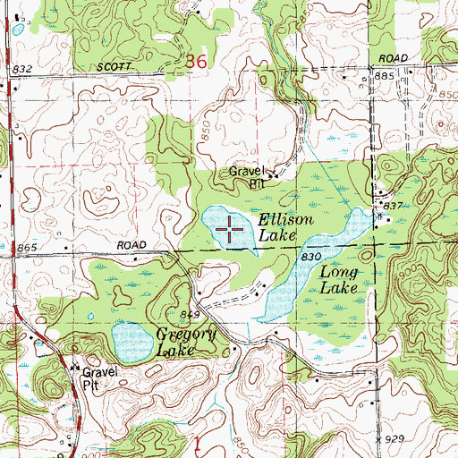 Topographic Map of Ellison Lake, MI