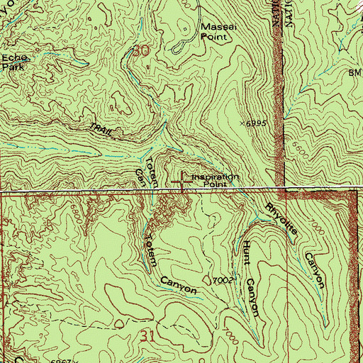 Topographic Map of Inspiration Point, AZ