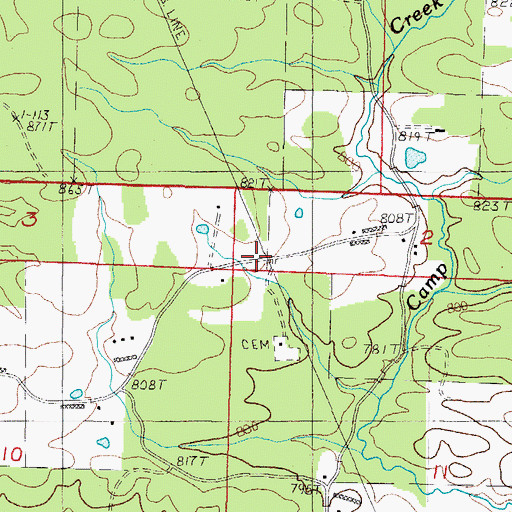 Topographic Map of Cedar Hill (historical), AR