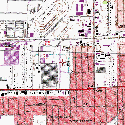 Topographic Map of Elm Park, MI