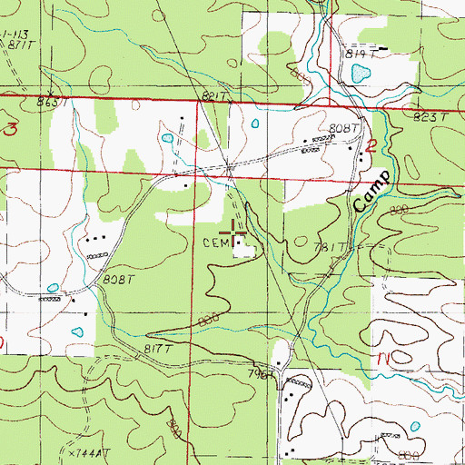 Topographic Map of Cedar Hill Baptist Church (historical), AR