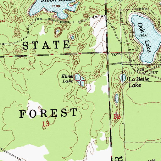 Topographic Map of Elmer Lake, MI