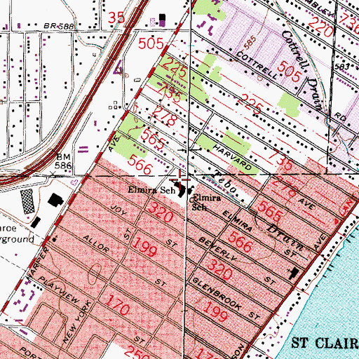 Topographic Map of Elmira School, MI