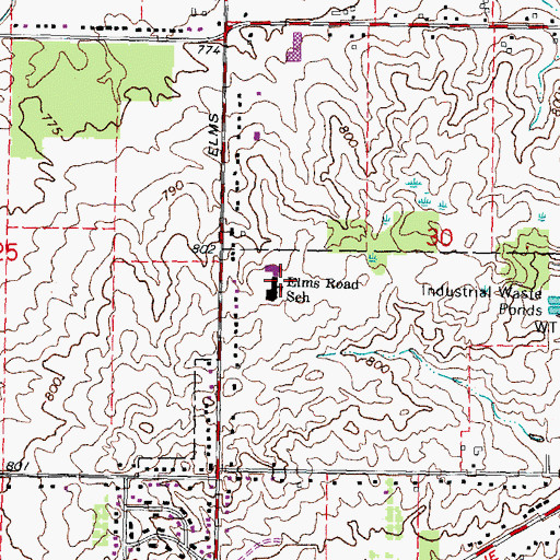 Topographic Map of Elms Road School, MI