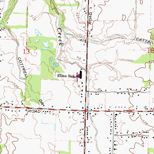 Topographic Map of Elms School, MI