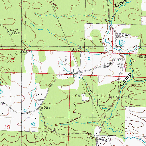 Topographic Map of Cedar Hill School (historical), AR