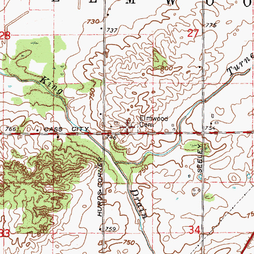 Topographic Map of Elmwood Cemetery, MI