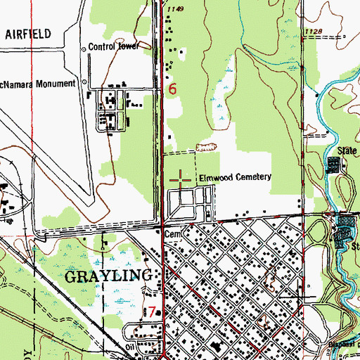 Topographic Map of Elmwood Cemetery, MI