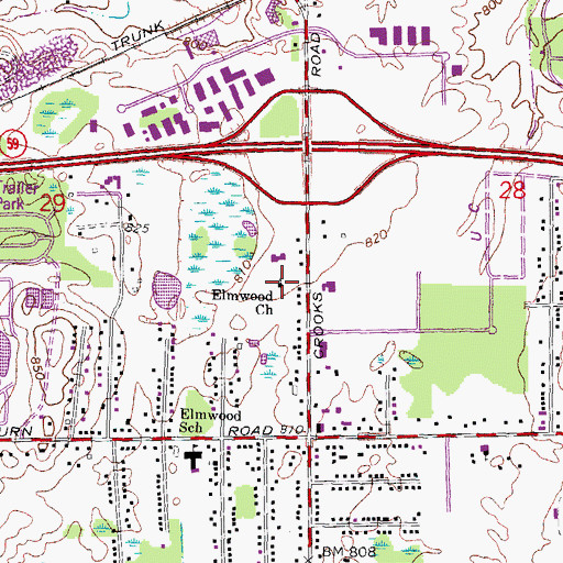 Topographic Map of Elmwood Church, MI