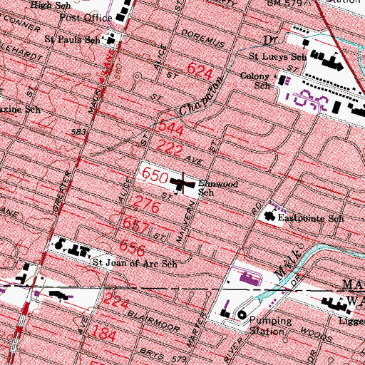 Topographic Map of Elmwood School, MI
