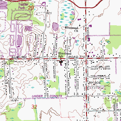 Topographic Map of Elmwood School, MI
