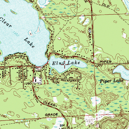 Topographic Map of Elni Lake, MI