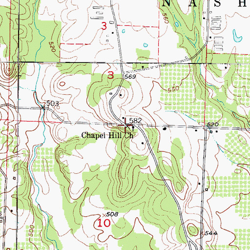Topographic Map of Chapel Hill, AR