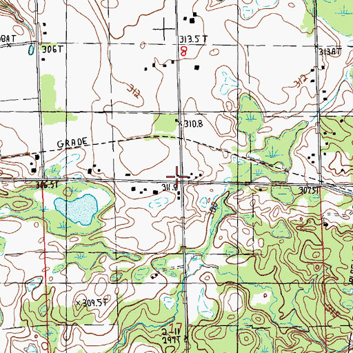 Topographic Map of Ely School, MI