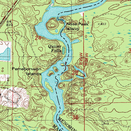 Topographic Map of Emebonwon Dam, MI