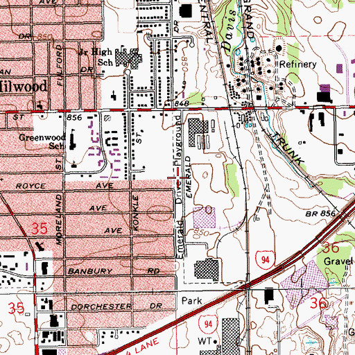 Topographic Map of Emerald Drive Playground, MI