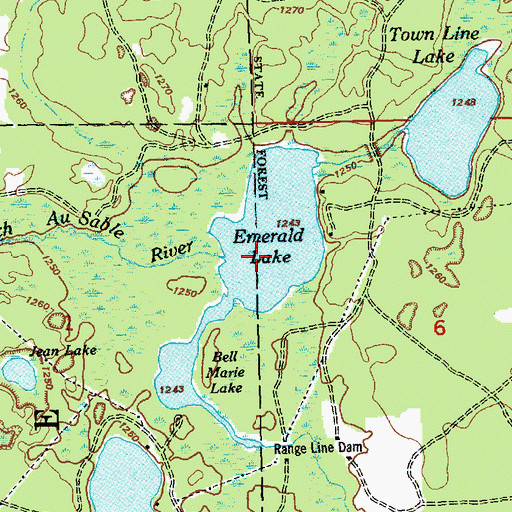 Topographic Map of Emerald Lake, MI