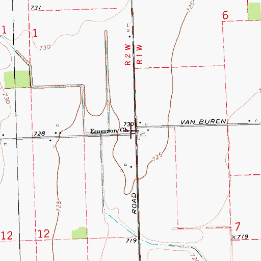 Topographic Map of Emerson Church, MI