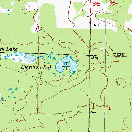 Topographic Map of Emerson Lake, MI