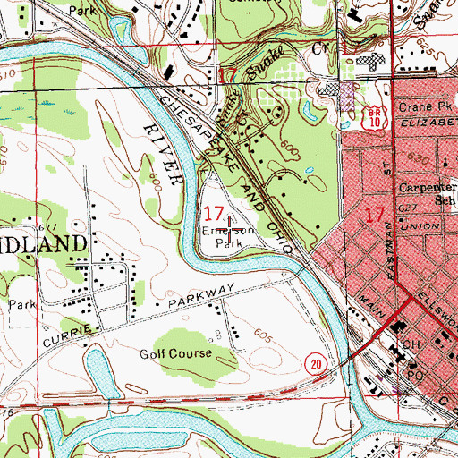 Topographic Map of Emerson Park, MI