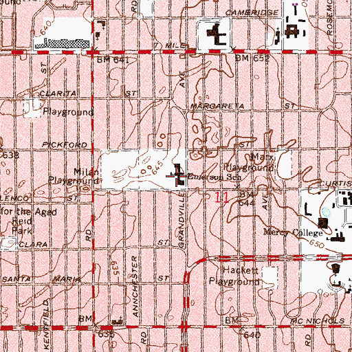 Topographic Map of Emerson School, MI