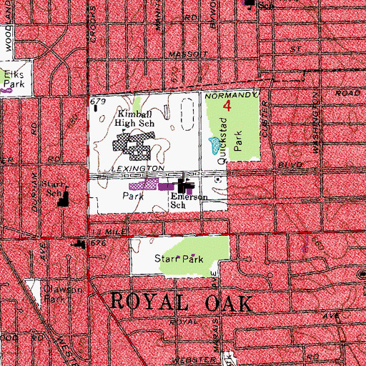 Topographic Map of Emerson School, MI