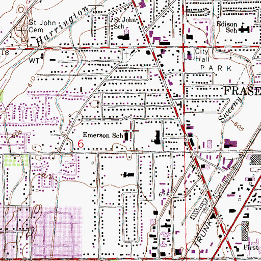 Topographic Map of Emerson School, MI