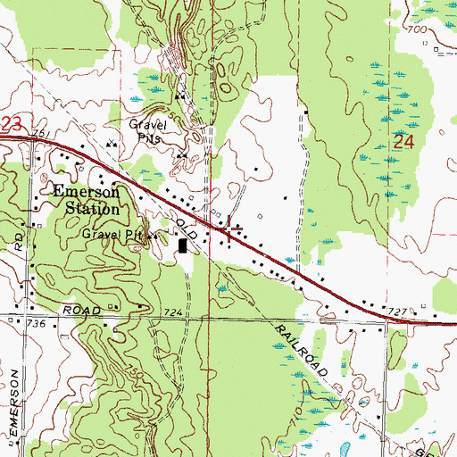Topographic Map of Emerson Station, MI