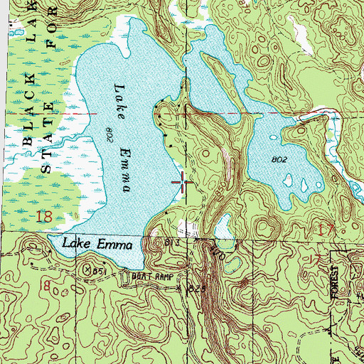 Topographic Map of Lake Emma, MI