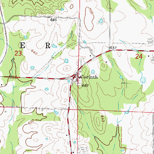 Topographic Map of Corinth Church of Christ (historical), AR